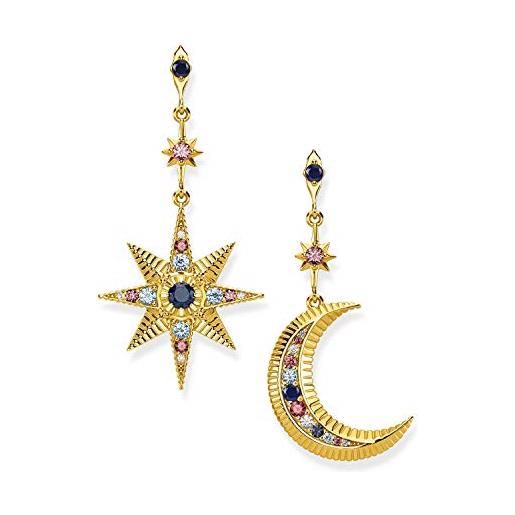Thomas Sabo orecchini donna a bottone con stella e luna in argento 925 placcato oro h2025-959-7