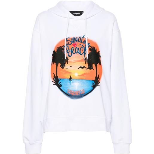 Dsquared2 felpa cool fit con stampa grafica - bianco