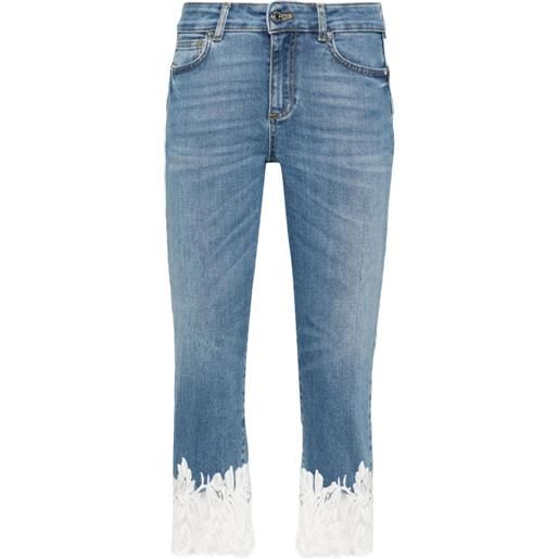 ERMANNO FIRENZE jeans capri con finiture in pizzo - blu