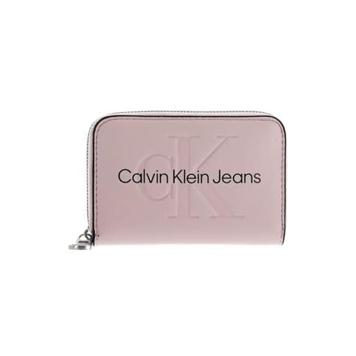 Calvin Klein Jeans donna portafoglio sculpted med zip mono piccolo, rosa (pale conch), taglia unica
