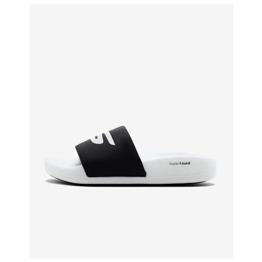 Skechers hyper burst slide sandalo - scarpe sportive da spiaggia con imbottitura in schiuma, ciabatta uomo, nero bianco 1, 47.5 eu