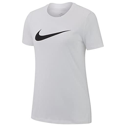 Nike dry, sport shirt donna, bianco (white/heather/black 100), xs