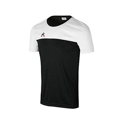 Le Coq Sportif n°3 maillot match mc, maglietta donna, nero/bianco (black/optical white), 2xl