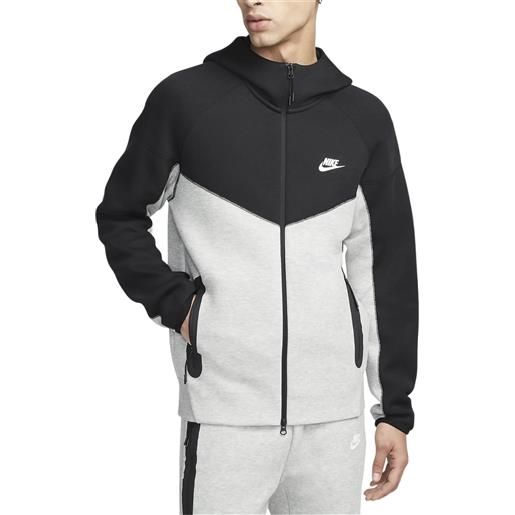 Nike felpa da uomo con cappuccio e zip tech fleece windrunner grigia