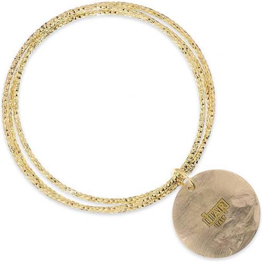 Unoaerre bracciale donna bronzo fili preziosi con pendente a disco oro Unoaerre 0958