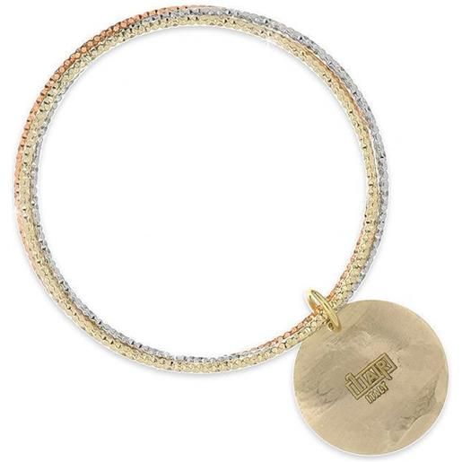 Unoaerre bracciale donna bronzo fili preziosi tre colori con pendente a disco oro Unoaerre 0959