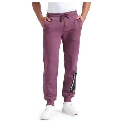 Calvin Klein Jeans hyper real box logo hwk pant j30j324053 pantaloni in maglia, viola (amaranth), m uomo