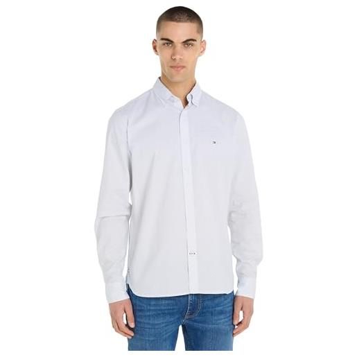 Tommy Hilfiger flex mini print sf shirt mw0mw33762 camicie casual, blu (optic white/desert sky), l uomo