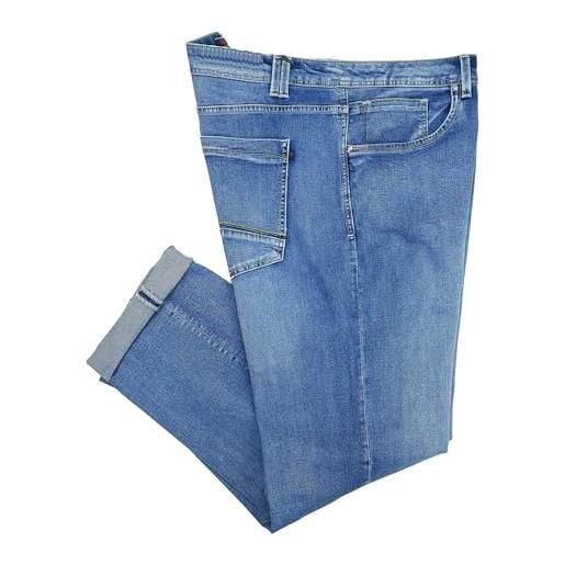 Alfio jeans uomo elasticizzati taglie forti tasca america sportivi 56 58 60 62 64 66 (60 - denim)