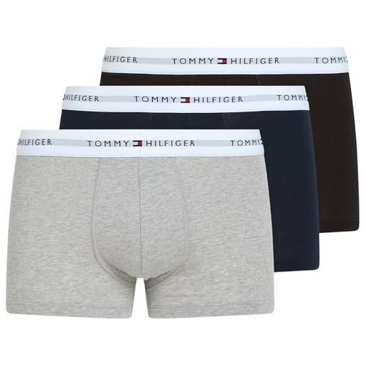 Tommy Hilfiger uomo pantaloncino boxer confezione da 3 intimo, multicolore (des sky/black/grey htr), l