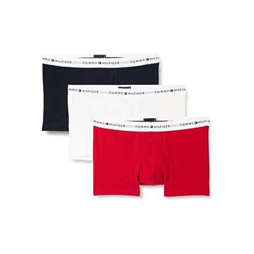 Tommy Hilfiger uomo pantaloncino boxer confezione da 3 intimo, multicolore (des sky/black/grey htr), m