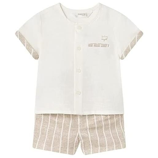 Mayoral completo cerimonia battesimo neonato 2-4 mesi 65 cm con camicia e pantalone in lino