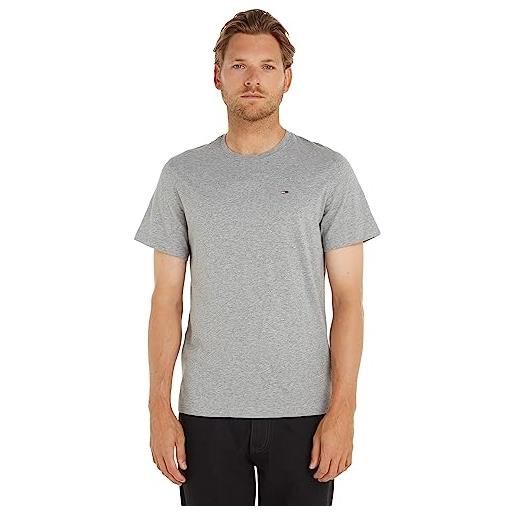 Tommy Jeans t-shirt uomo maniche corte tjm original slim fit, grigio (light grey heather), xxl