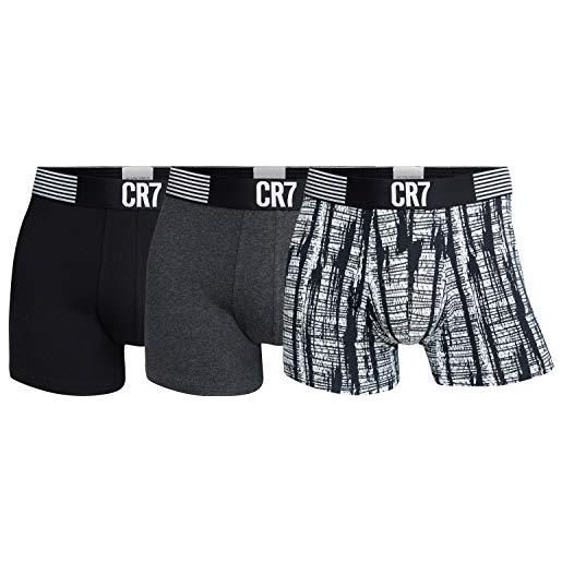 CR7 3-pack men's cotton trunk bermuda, black, grey, blue, xl uomo