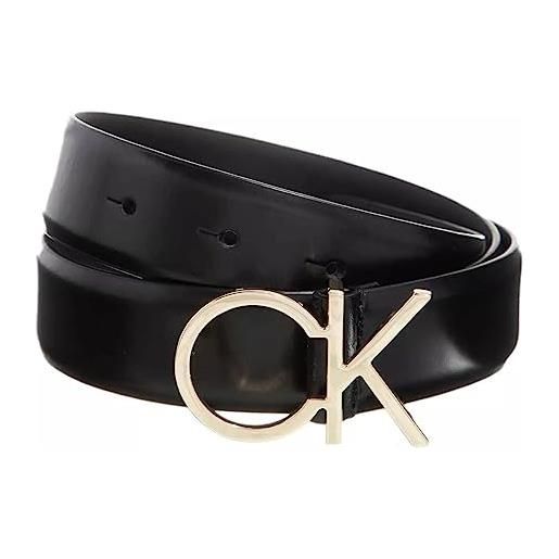 Calvin Klein Jeans calvin klein cintura donna re-lock logo belt 3.0 cm cintura in pelle, nero (ck black), 120