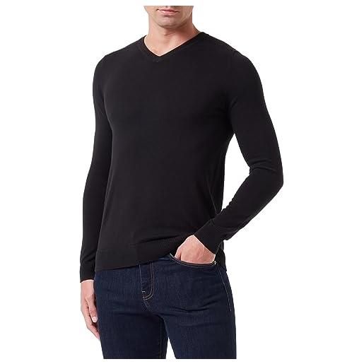 SELECTED HOMME slhberg ls knit scollo a v noos maglione, nero, m uomo