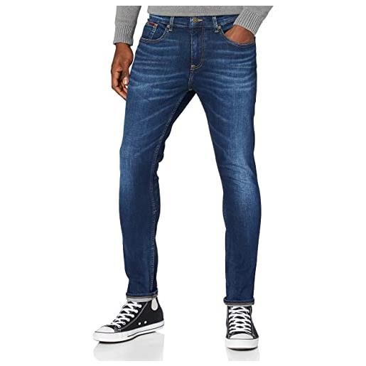 Tommy Jeans jeans uomo austin slim tapered elasticizzati, blu (aspen dark blue stretch), 32w / 32l