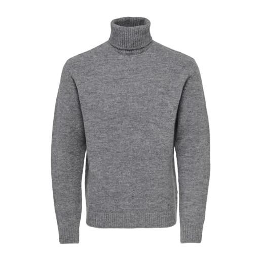 Only & Sons patrick - maglione da uomo a maniche lunghe in misto lana, vestibilità regolare, grigio medio, m