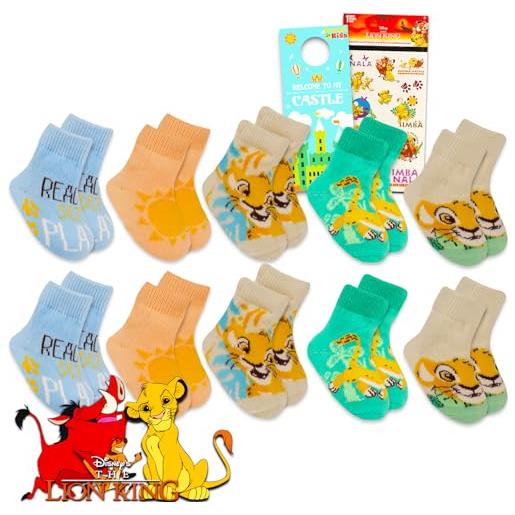 Disney lion king socks for boys and girls - bundle with 11 pairs of lion king socks for babies, toddlers ages 12-24 months, stickers, more | lion king socks baby