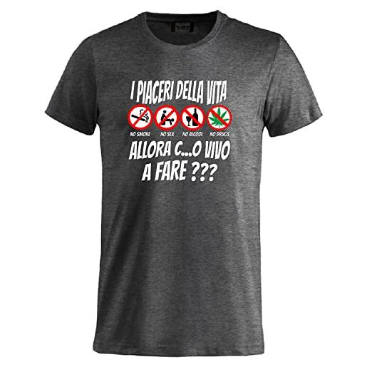 BrolloGroup t-shirt i piaceri della vita no smoke no alcool no s*x no maglietta simpatica manica corta ps 27431-a080