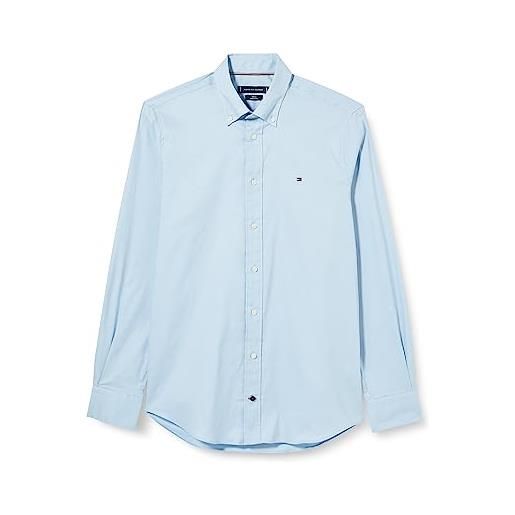 Tommy Hilfiger camicia uomo oxford regular-fit maniche lunghe, blu (calm blue), 42w