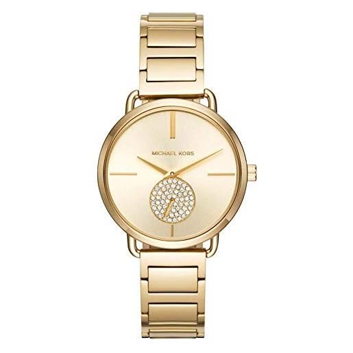 Michael Kors orologio portia da donna, movimento a due lancette, cassa in acciaio inossidabile dorato 37 mm con bracciale in acciaio inossidabile, mk3639, tono oro