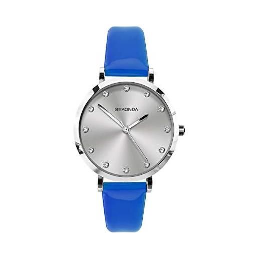 Sekonda editions 40013 - orologio al quarzo da donna, 35 mm, con display analogico, cinturino in pu blu, argento, cinturino