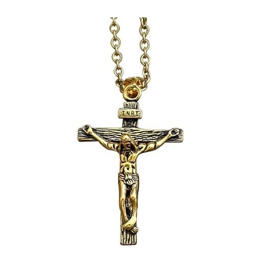 GTHIC uomo in acciaio inossidabile gesù cristo crocifisso collane con ciondolo regalo di gioielli religioni, collana in oro retrò