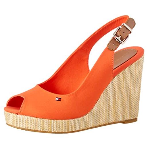 Tommy Hilfiger espadrillas wedge donna iconic elena sling back wedge tacco a zeppa, rosso (primary red), 38 eu