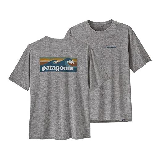 Patagonia m's cap cool daily graphic shirt-waters top, boardshort logo abalone blue: feather grey, xl uomo