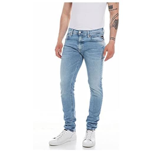 REPLAY jeans uomo jondrill skinny fit hyperflex elasticizzati, blu (light blue 010), w38 x l34