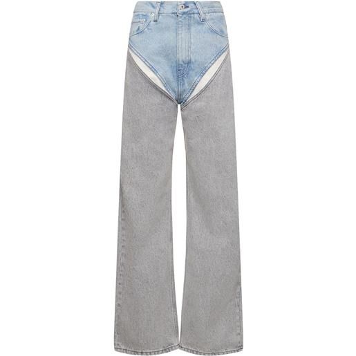 Y/PROJECT jeans larghi vita alta in denim / cutout