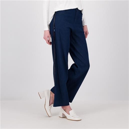 Caterina Lancini jeans gamba ampia con paillette sul lato