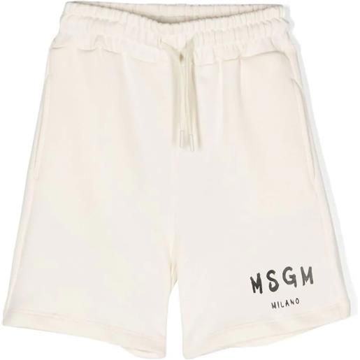 Msgm kids shorts in cotone beige