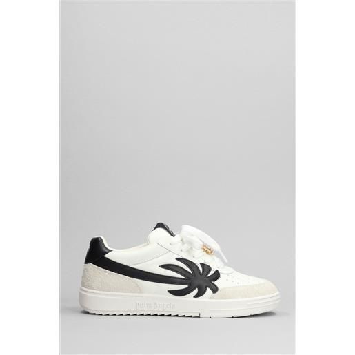 Palm Angels sneakers palm university in pelle e camoscio bianco