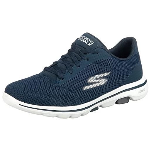 Skechers go walk 5 - lucky, scarpe da ginnastica donna, blu blau navy textile white trim nvw, 36 eu