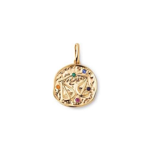 SINGULARU - charm colori organici zodiaco - bilancia - ciondolo in argento 925 con finitura placcata oro 18kt - charm abbinabile alla collana - gioielli da donna