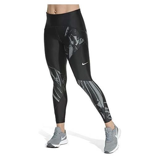 Nike speed tight 7_8 fl pr - pantaloni aderenti da donna, donna, bv4385, nero/argento lucido, s