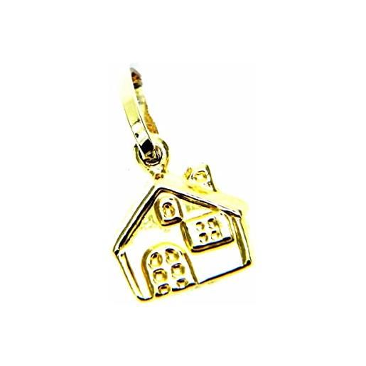 PEGASO GIOIELLI ciondolo oro giallo 18kt (750) pendente piccola casa casetta charms donna ragazza bambina