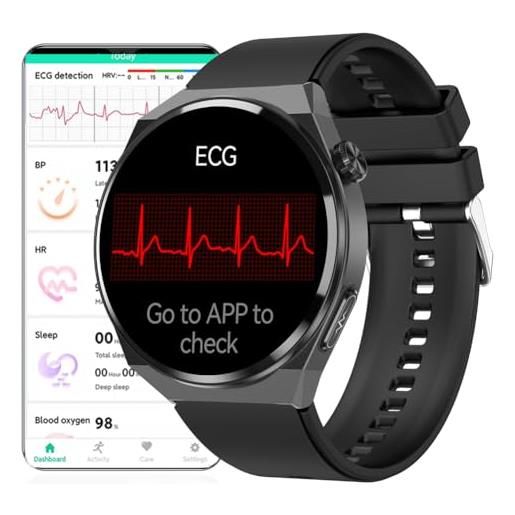 DigiKuber smartwatch ecg, 1,39 pollic smart watch impermeabile con pressione sanguigna, spo2, ppg, frequenza cardiaca, promemoria messaggi e chiamate per android ios