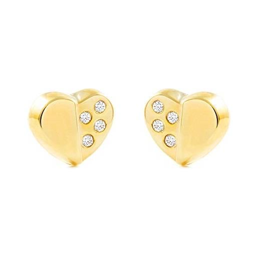 Monde Petit orecchini per bambini cuore - oro giallo 9k (375) - scatola regalo - certificato di garanzia