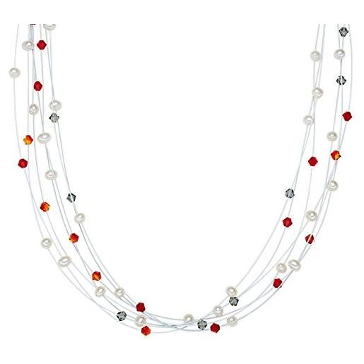 Valero Pearls collana di perle da donna in argento sterling 925 con ornato con cristalli swarovski ® perla di coltura di acqua dolce