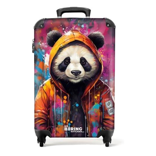 NoBoringSuitcases.com trolley bagaglio a mano 55x40x20 cm, valigia 10 kg - panda arancione
