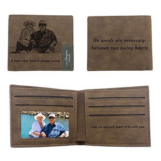 haellerry portafogli personalizzato con foto inciso, portafogli personalizzati con foto per uomo, marito, papà, figlio, regali di natale