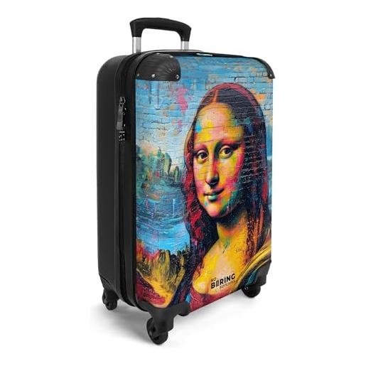 NoBoringSuitcases.com © valigia rigida da viaggio con ruote, valigia trolley, guscio rigido, bagaglio a mano di medie dimensioni in 30 immagini (mona lisa colorata in stile graffiti, 55x40x20 cm)