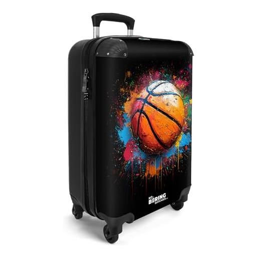 NoBoringSuitcases.com © valigia rigida da viaggio con ruote, valigia trolley, guscio rigido, bagaglio a mano di medie dimensioni in 30 immagini (palla da basket circondata di colore, 55x40x20 cm)