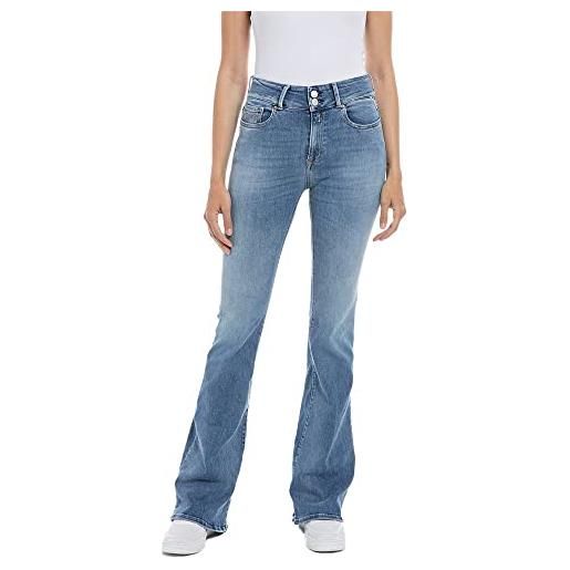 REPLAY newluz flare, jeans donna, 009 blu medio, 31w / 34l