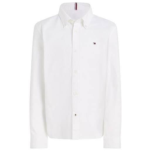Tommy Hilfiger boys stretch oxford shirt l/s kb0kb06964 camicie casual, bianco (white), 3 anni bambini e ragazzi