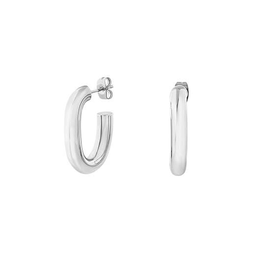 Breil gioiello collezione hoop, orecchini da donna in acciaio colore argento misura unica con senza pietre - tj3526