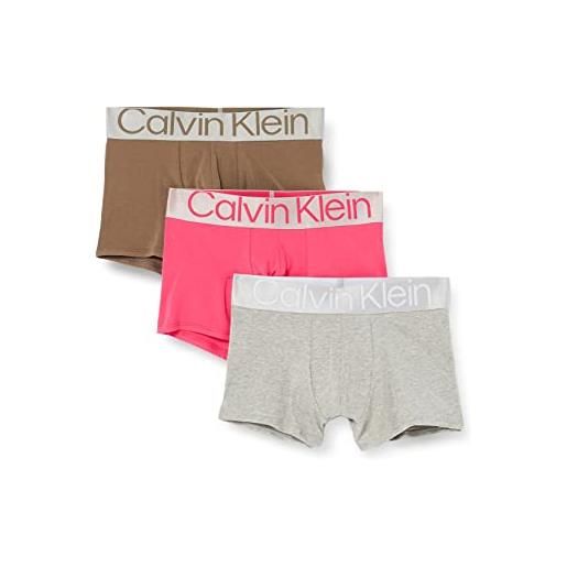 Calvin Klein trunk 3pk 000nb3130a boxer, black/ white/ grey heather, xxl uomo (pacco da 3)